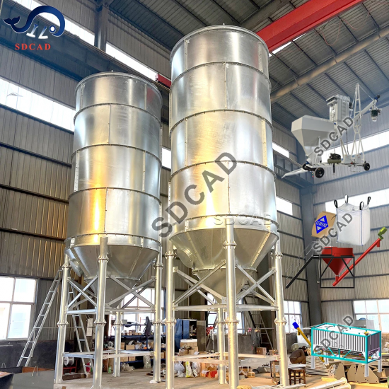 SDCAD  Customized Co304 Rust Prevention Silo Galvanized Bolted Stainless Steel Silo  Dry Powder Storage Cement Silo